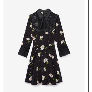 Floral Black Dress with Lace Details